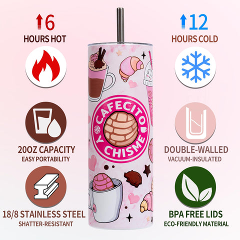 Rmeosye Cafecito Y Chisme tumbler lid, leak-proof top keeps drinks secure.