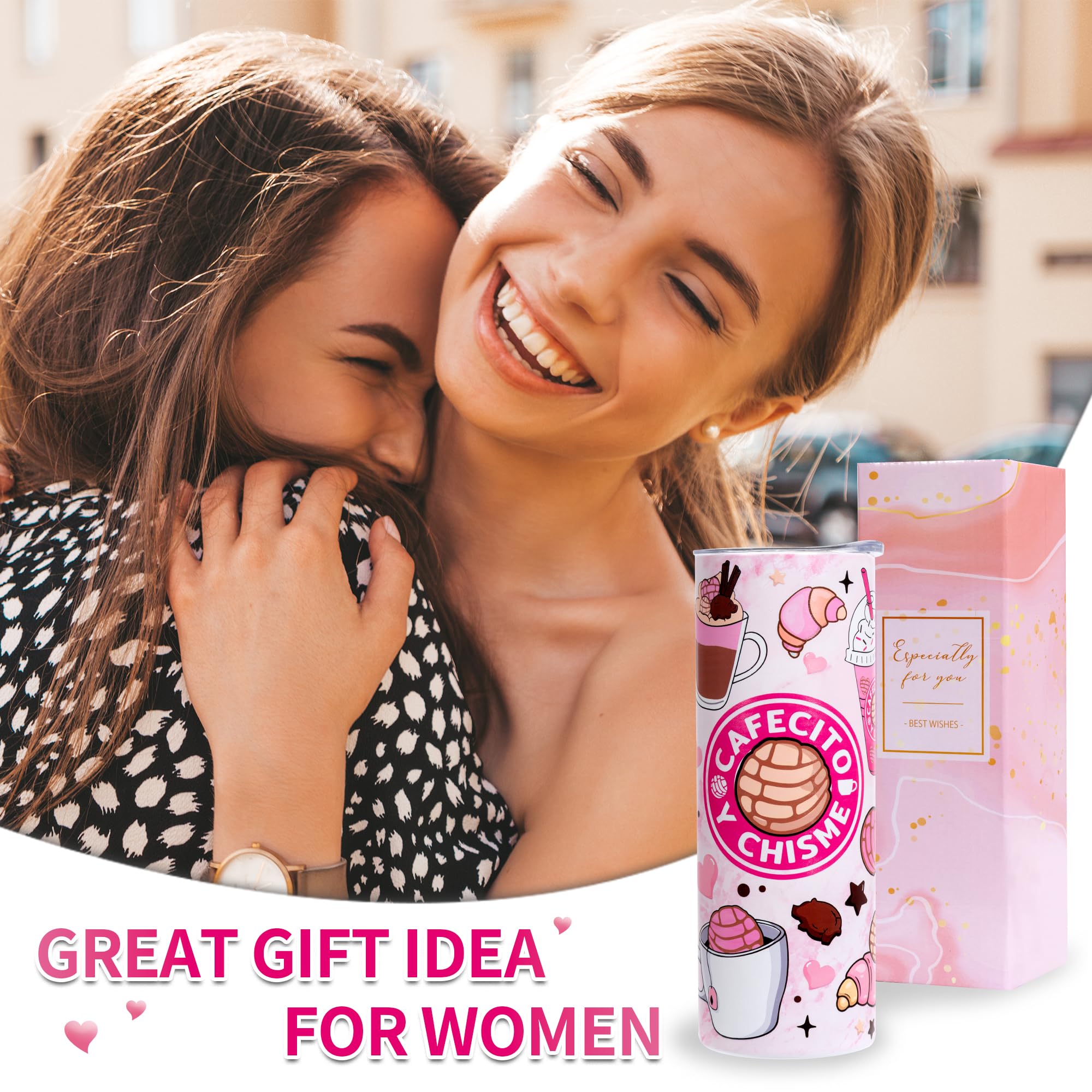 Rmeosye Cafecito Y Chisme tumbler packaging, gift-ready presentation perfect for celebrations.