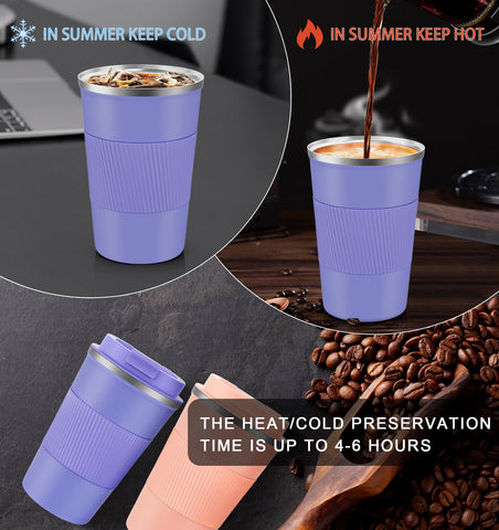 RNGODO one-handed flap lid enables sipping with one hand on the go.