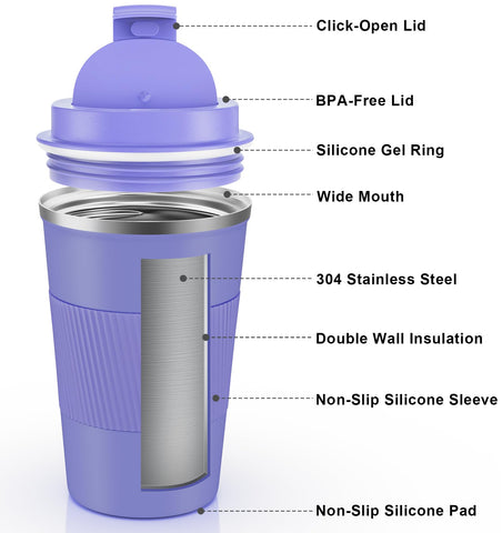 RNGODO stainless steel 12oz bottle with double-wall insulation preserves cold drinks.