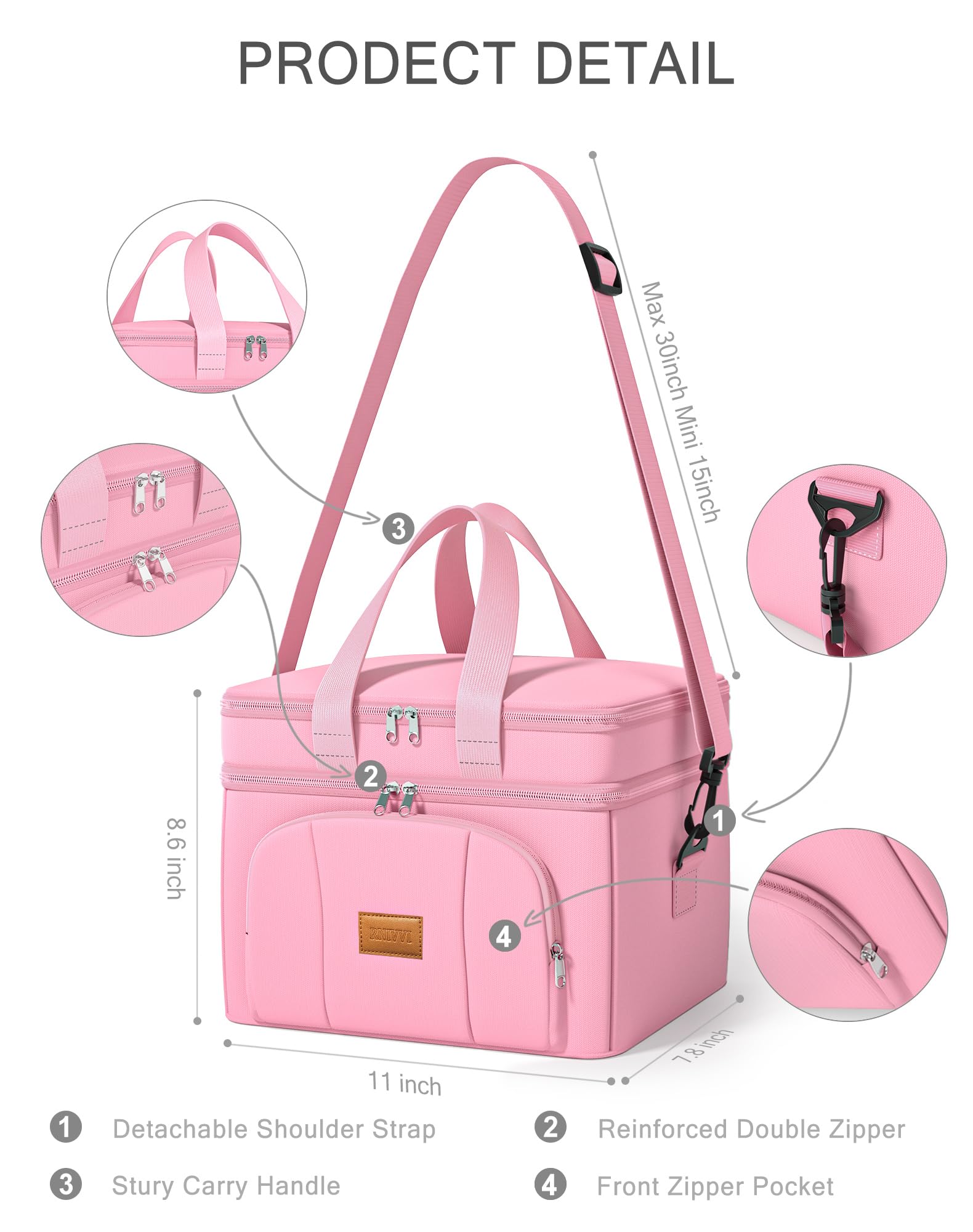 Rnivvi lunch bag waterproof Oxford exterior resists rain and mud