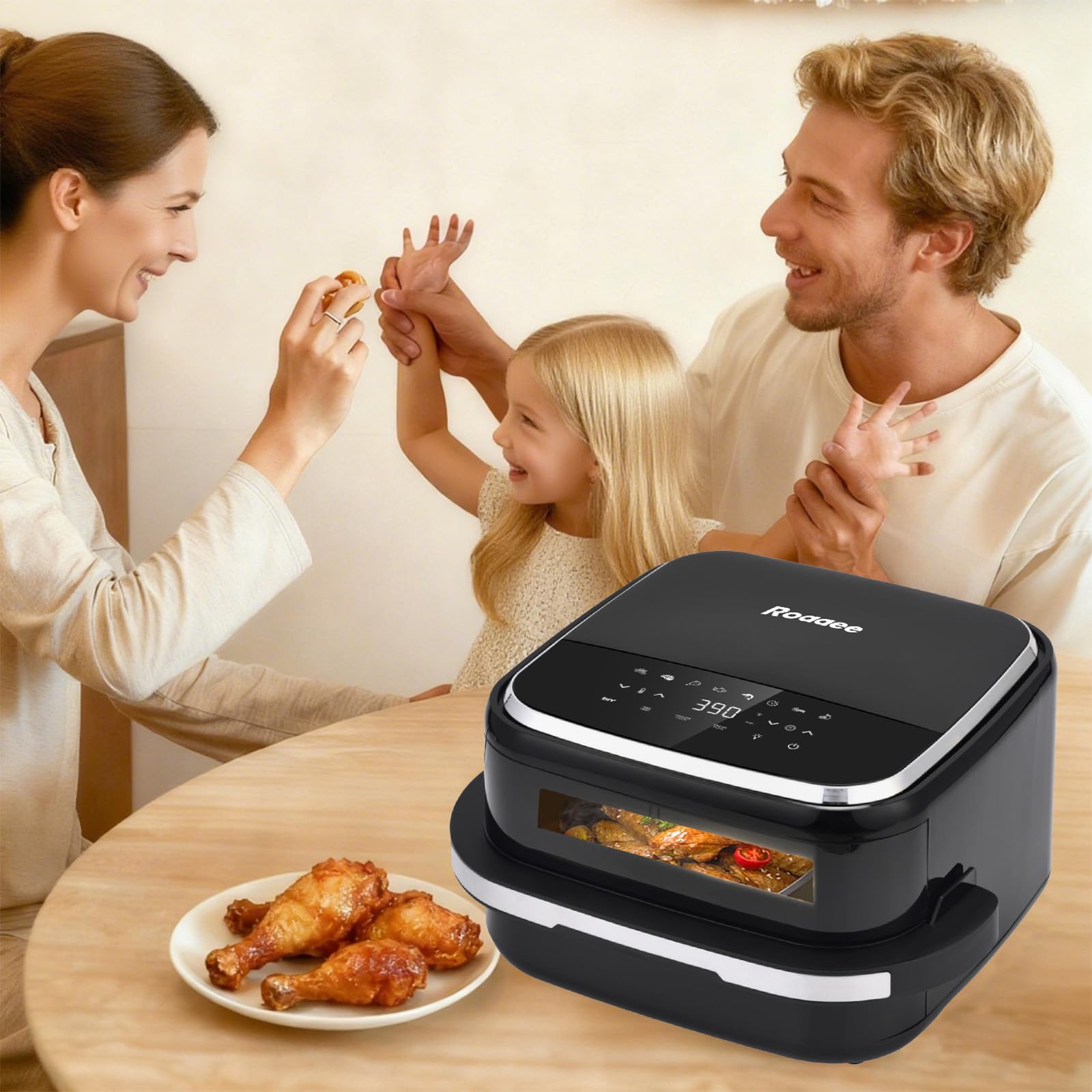 Roaaee easy-clean metal interior simplifies cleanup after cooking