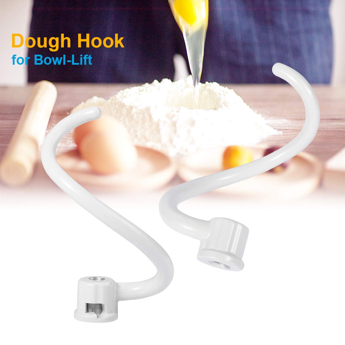 Roabertic coated metal dough hook showing smooth glide and easy stirring