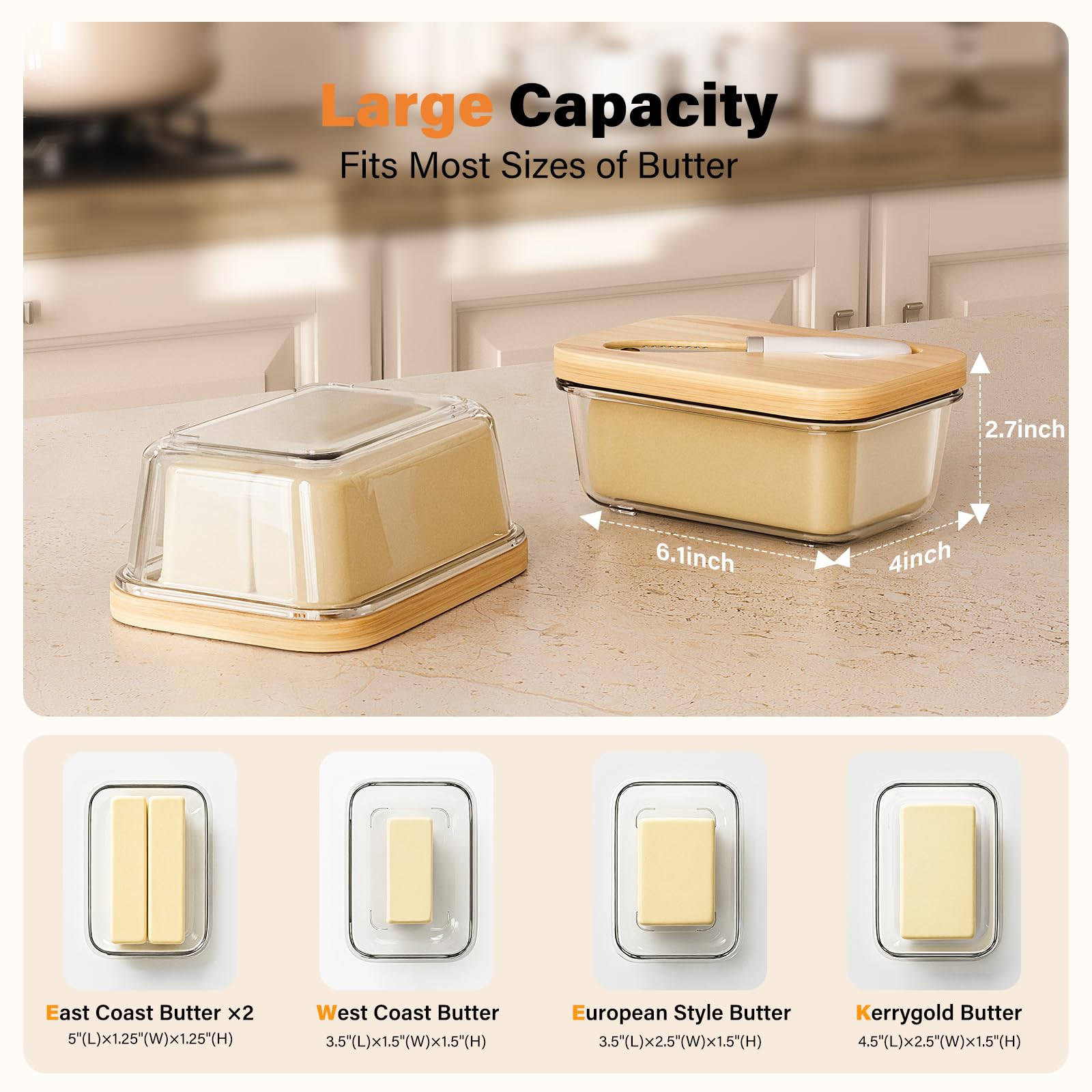 Road to purification butter dish with integrated knife for easy slicing and spreading.