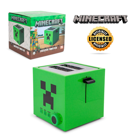 Robe Factory Minecraft Green Creeper toaster top view showcases its slim profile.