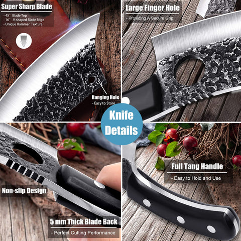 ROCOCO ergonomic handle on the 6.3-inch cleaver for comfortable grip