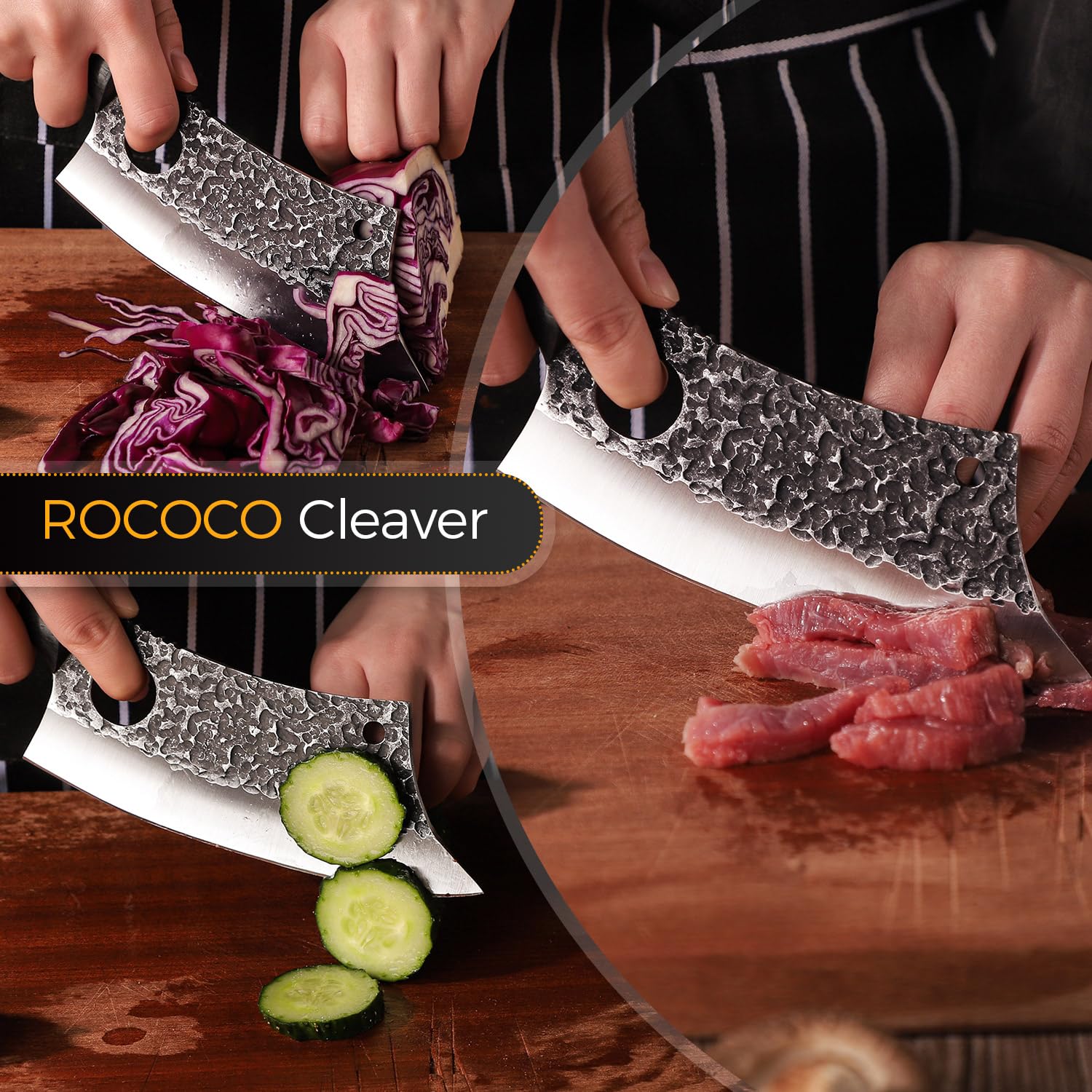 ROCOCO cleaver full knife with sheath ready for outdoor camping