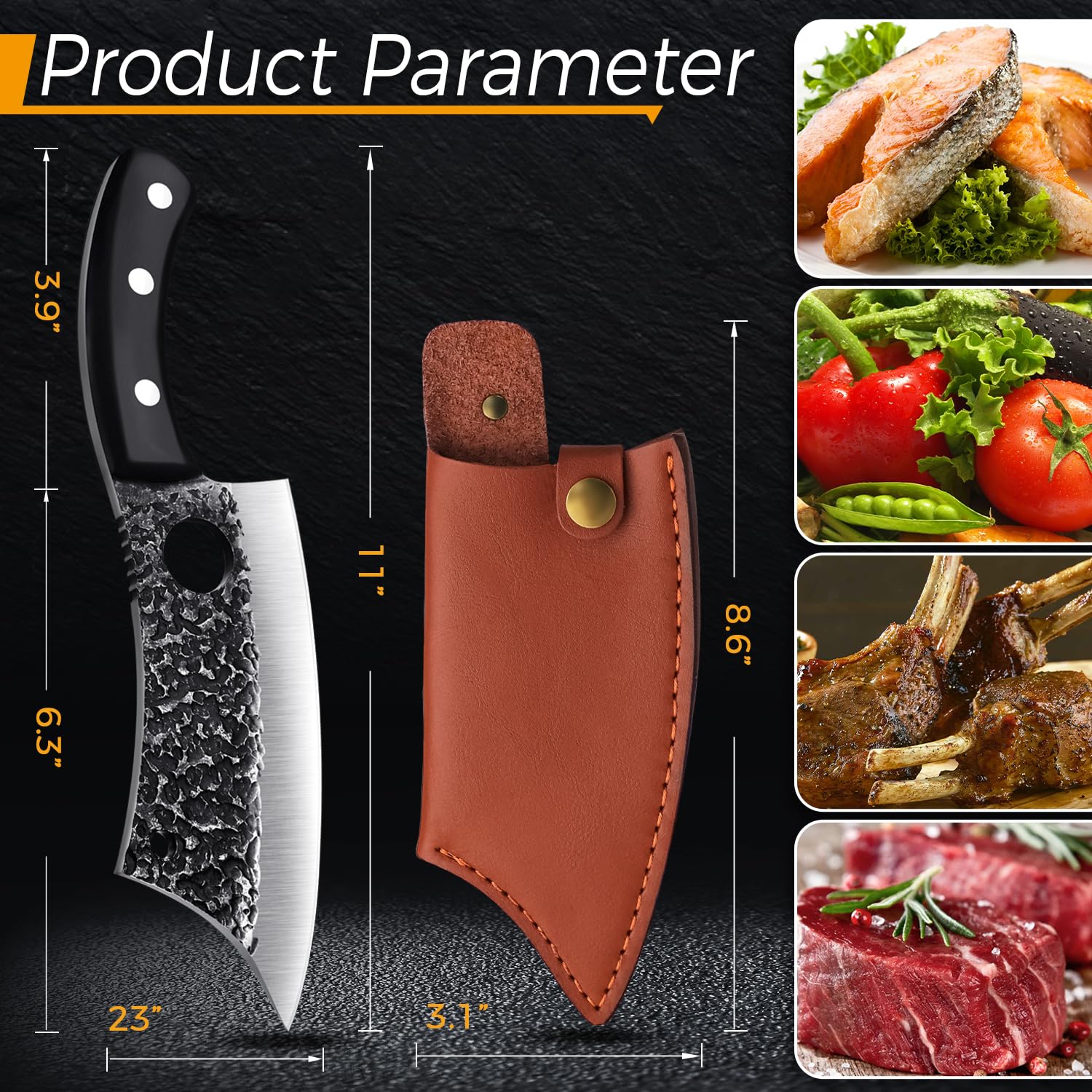 ROCOCO outdoor-ready cleaver ideal for camping and BBQ