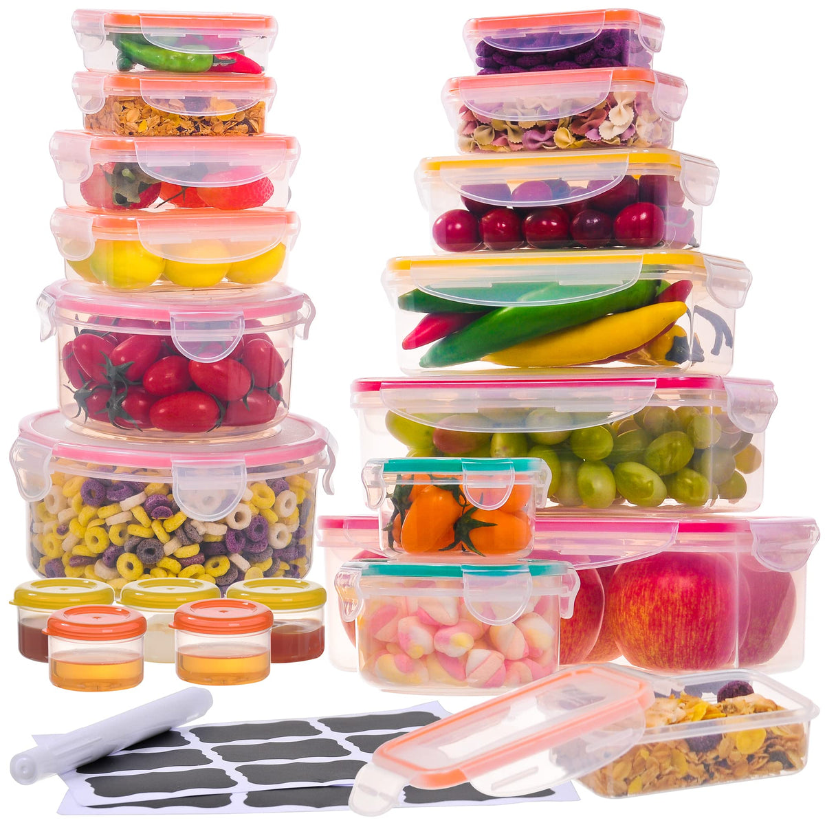 RockBerry 38pcs container set with varied sizes and lids for versatile meal prep.