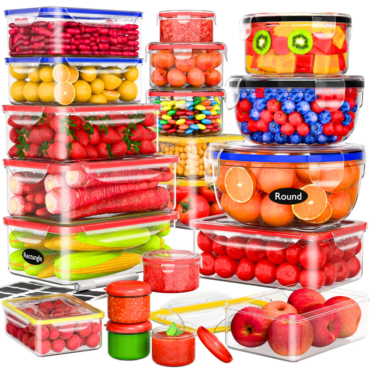 RockBerry 40-pcs containers set shown for versatile food storage and meal prep