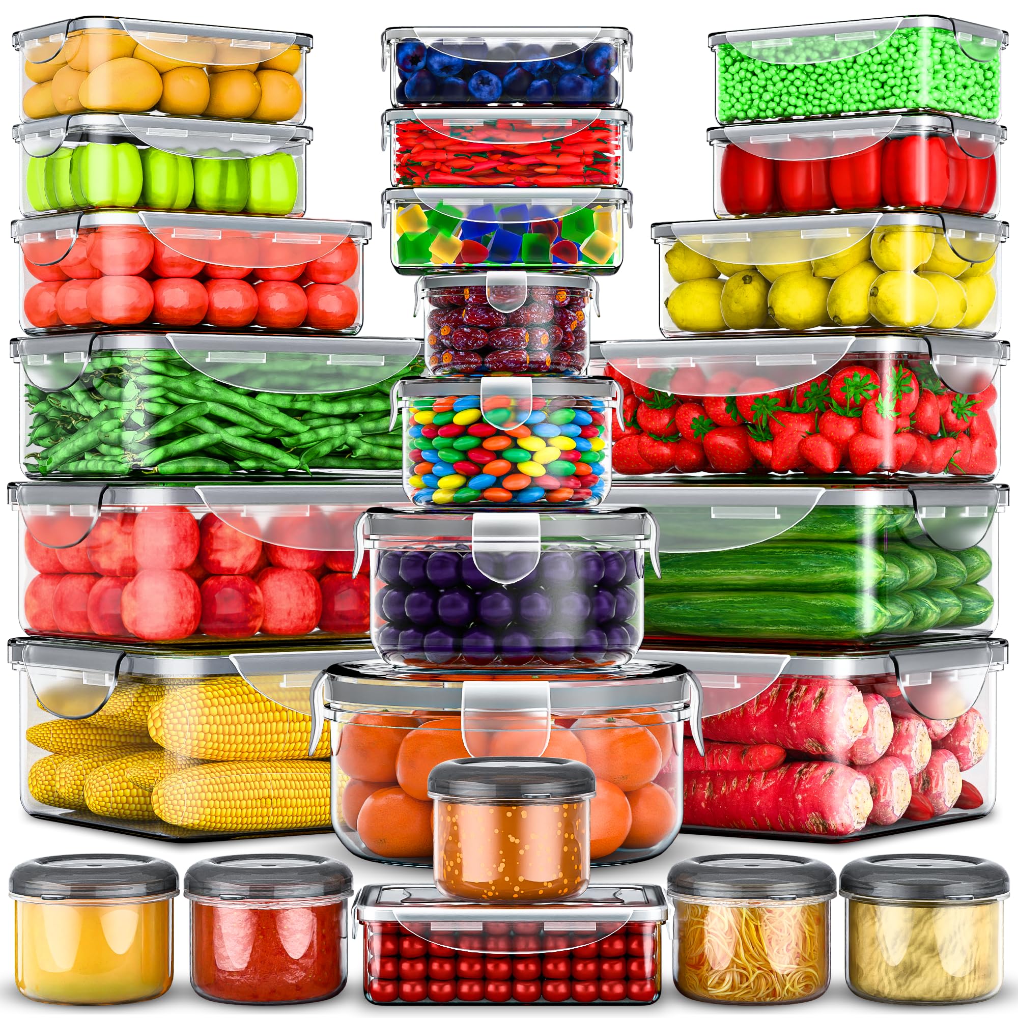 RockBerry 50-pcs container set with clear walls for easy visibility and organization.