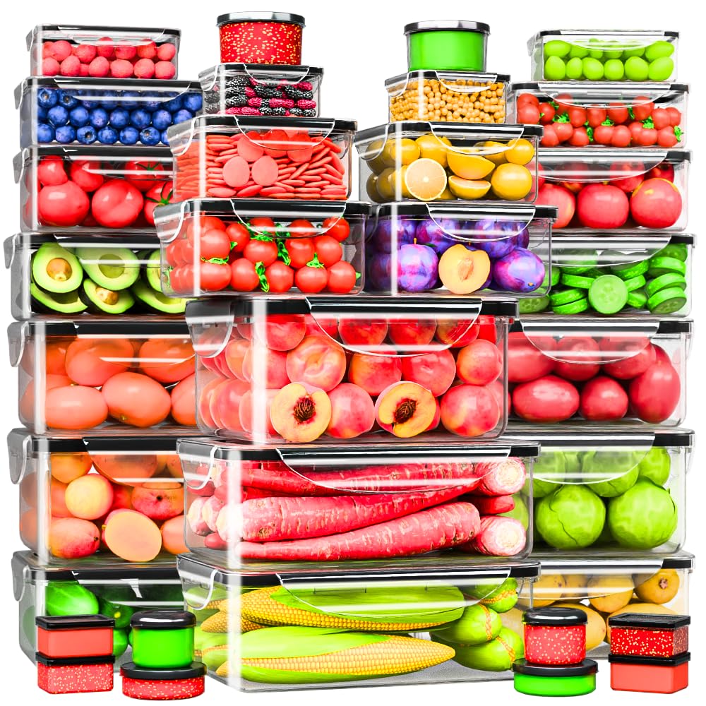 RockBerry 66-pcs large rectangular 85oz containers ideal for batch meals and leftovers