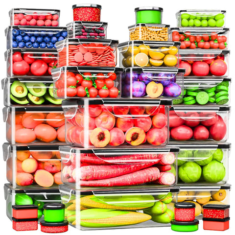 RockBerry 66-pcs large rectangular 85oz containers ideal for batch meals and leftovers