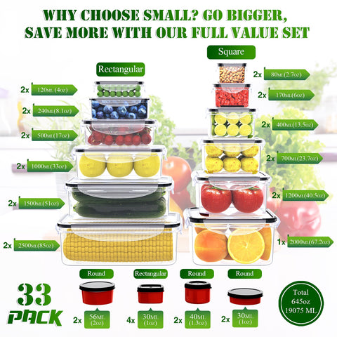 RockBerry 66-pcs stackable kitchen set for tidy pantry and space-saving storage