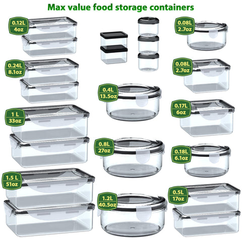 RockBerry stackable containers save space in fridge and cabinets.