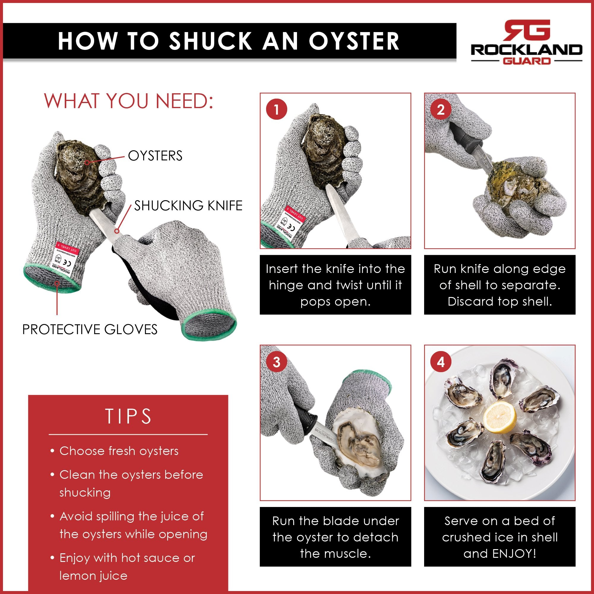 Rockland Guard dishwasher-safe seafood tools for quick cleanup.