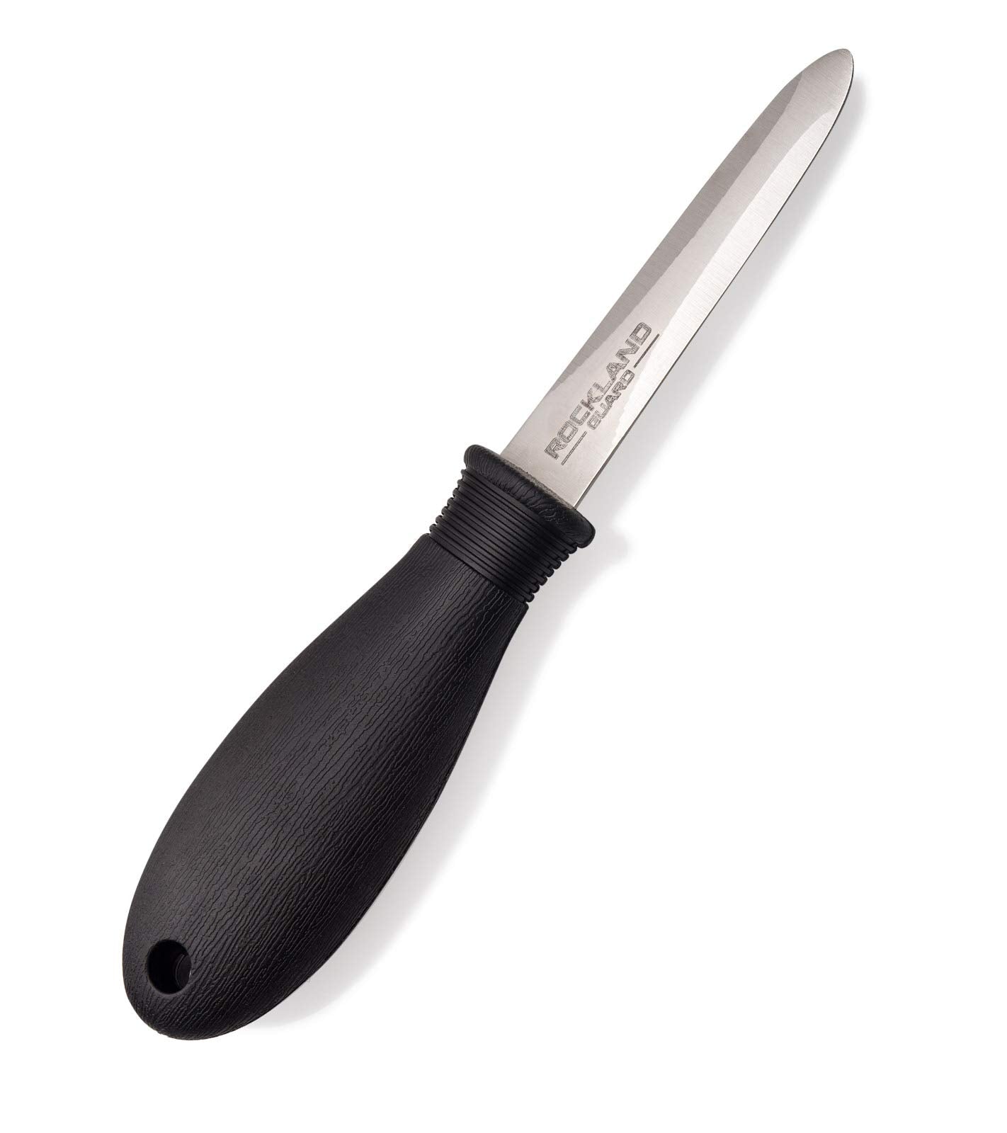 Rockland Guard oyster shucker with non-slip handle ensures secure grip.