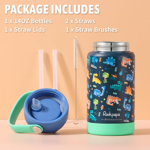 Rockpapa blue dinosaur bottle ideal for school and playtime