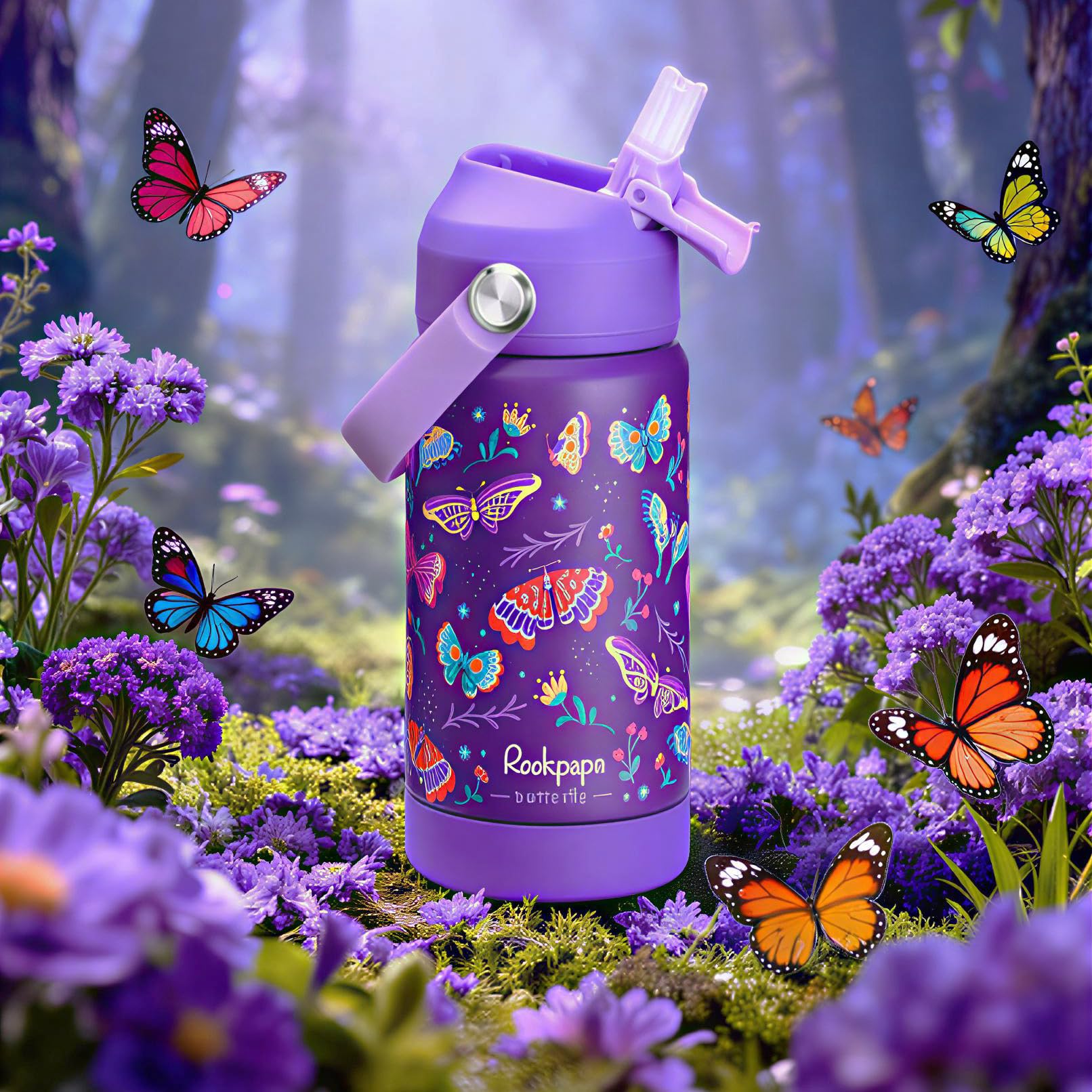 Rockpapa leak-proof lid bottle keeps bags dry during school and travel