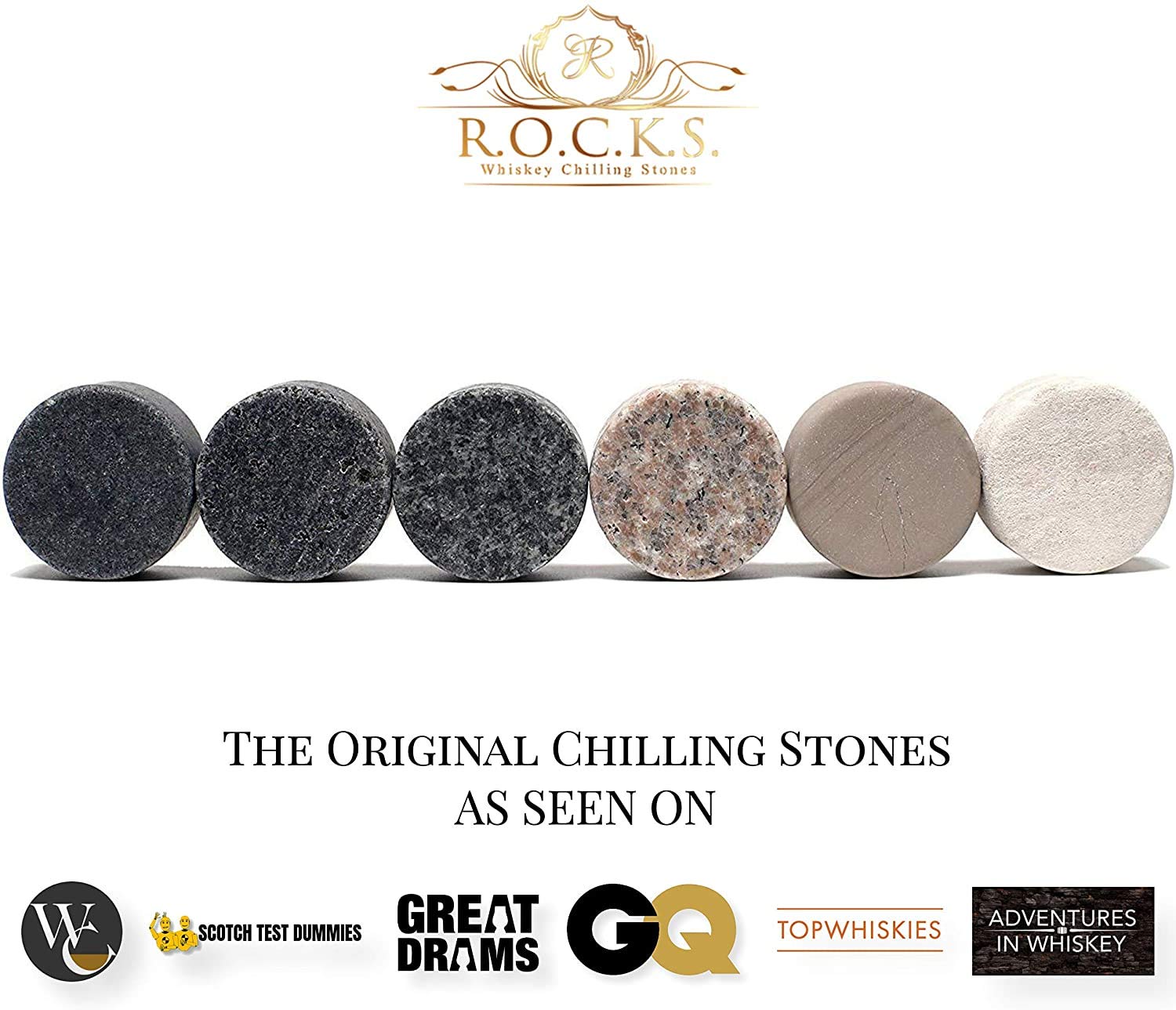 ROCKS WHISKEY CHILLING STONES natural granite varieties create unique table accents.