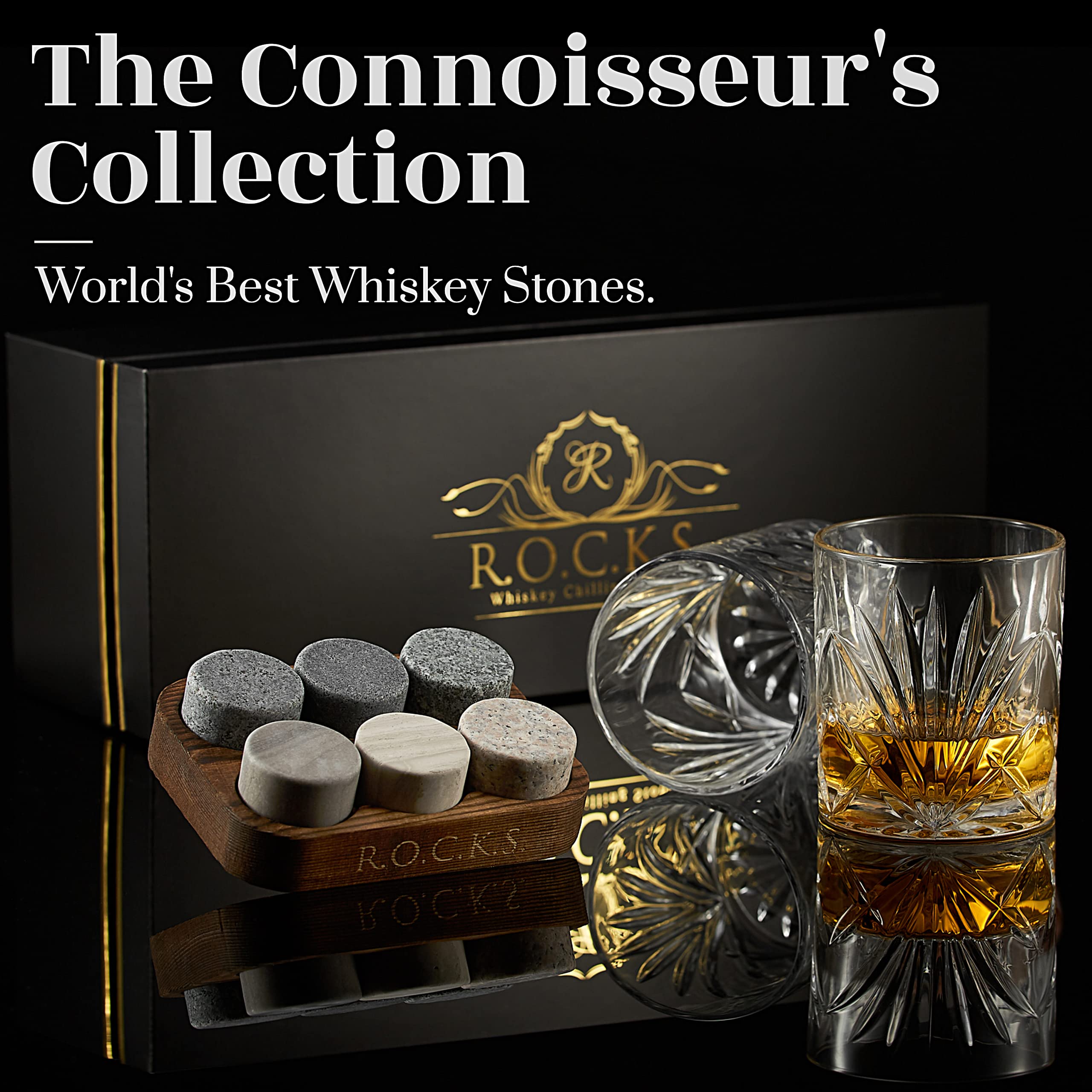 ROCKS WHISKEY CHILLING STONES heavy glasses showcase refined tasting.