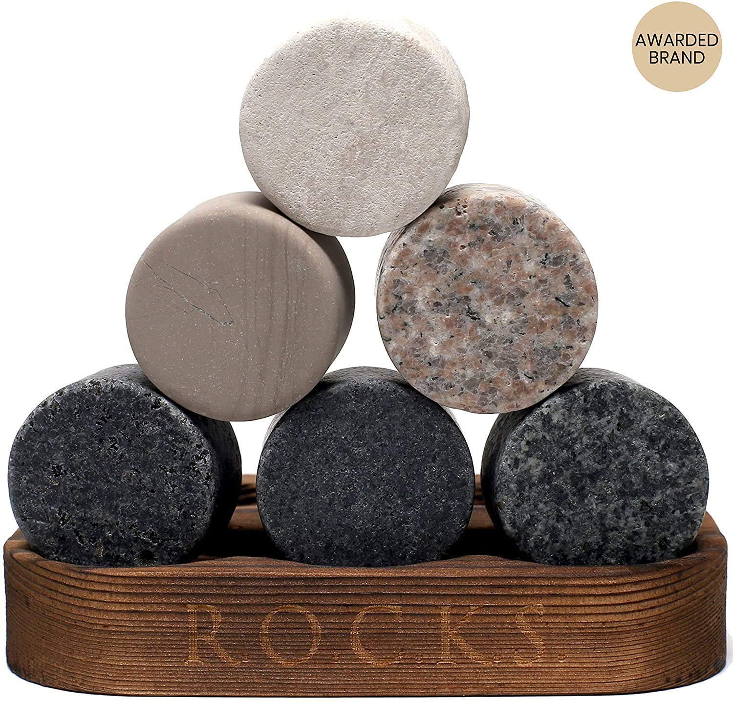 ROCKS WHISKEY CHILLING STONES eco-friendly gift set supports responsible options.