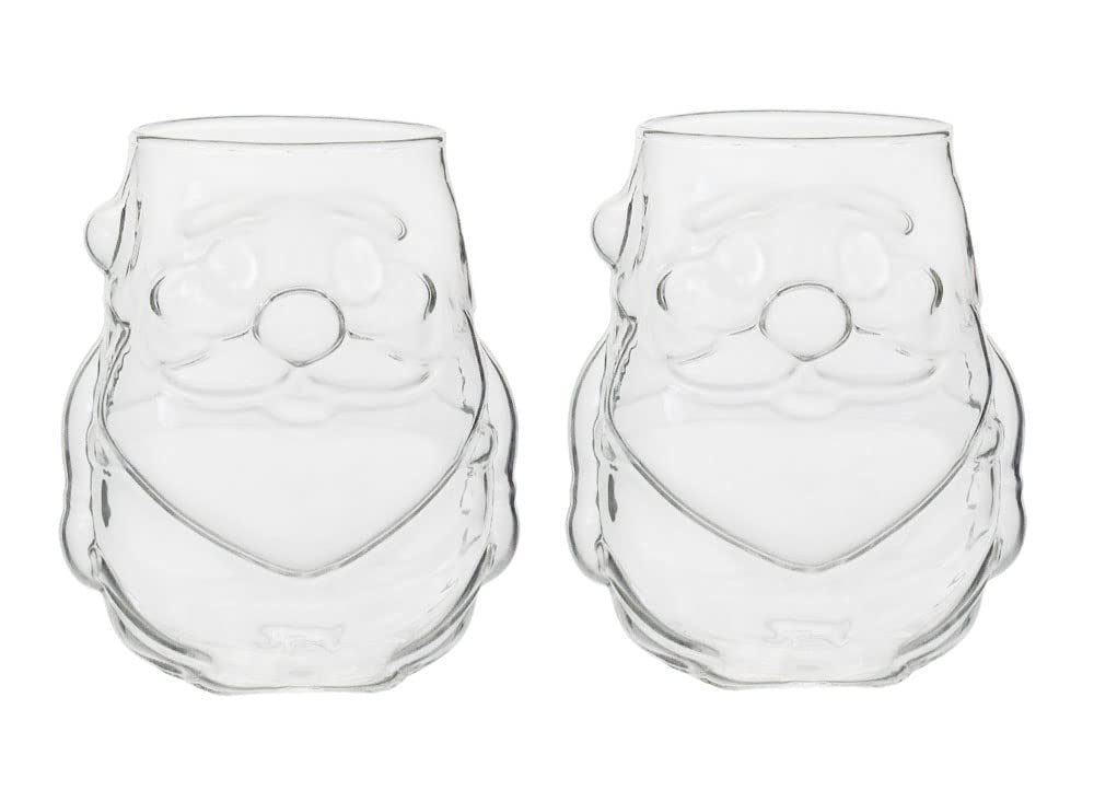 RockTrend Santa Claus-shaped glass mug with festive design for holiday beverages.