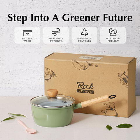 ROCKURWOK green ceramic pan adds style while cooking vegetables