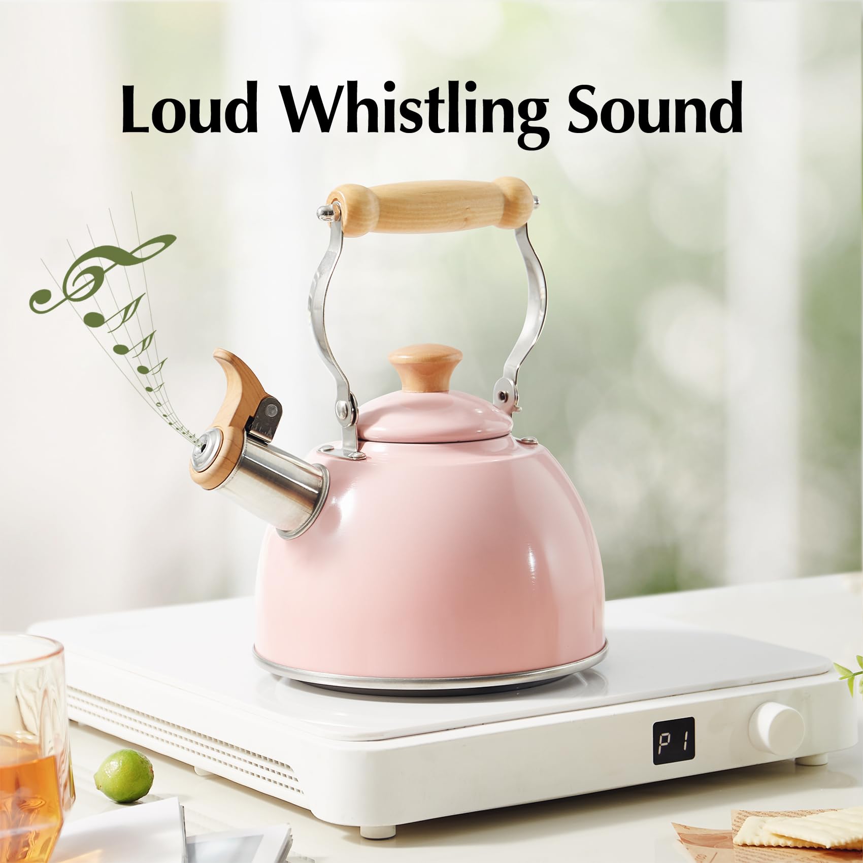 ROCKURWOK Tea Kettle features a loud whistle you can hear from another room.