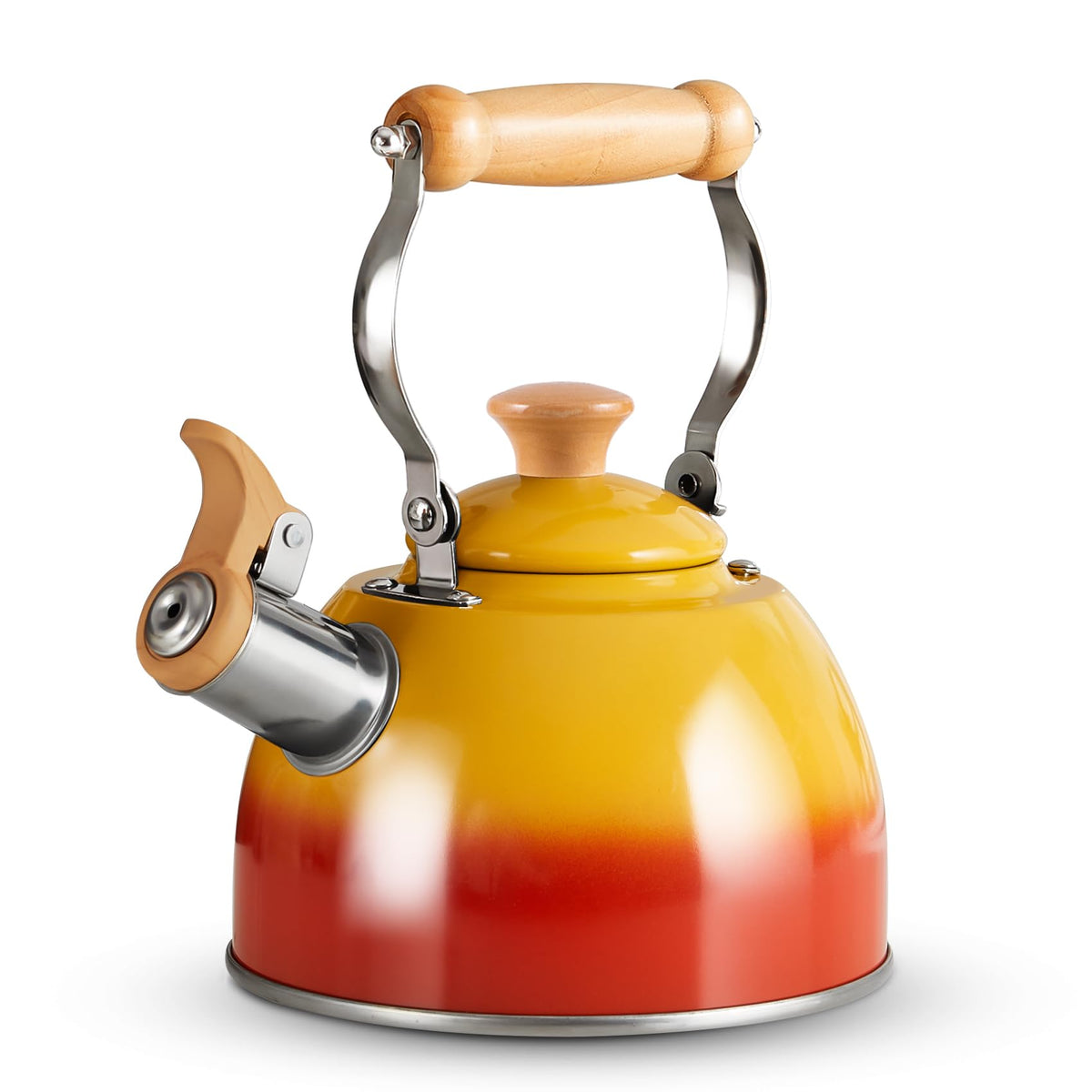 ROCKURWOK Tea Kettle orange handle pour delivers a comfortable grip for smooth pouring.