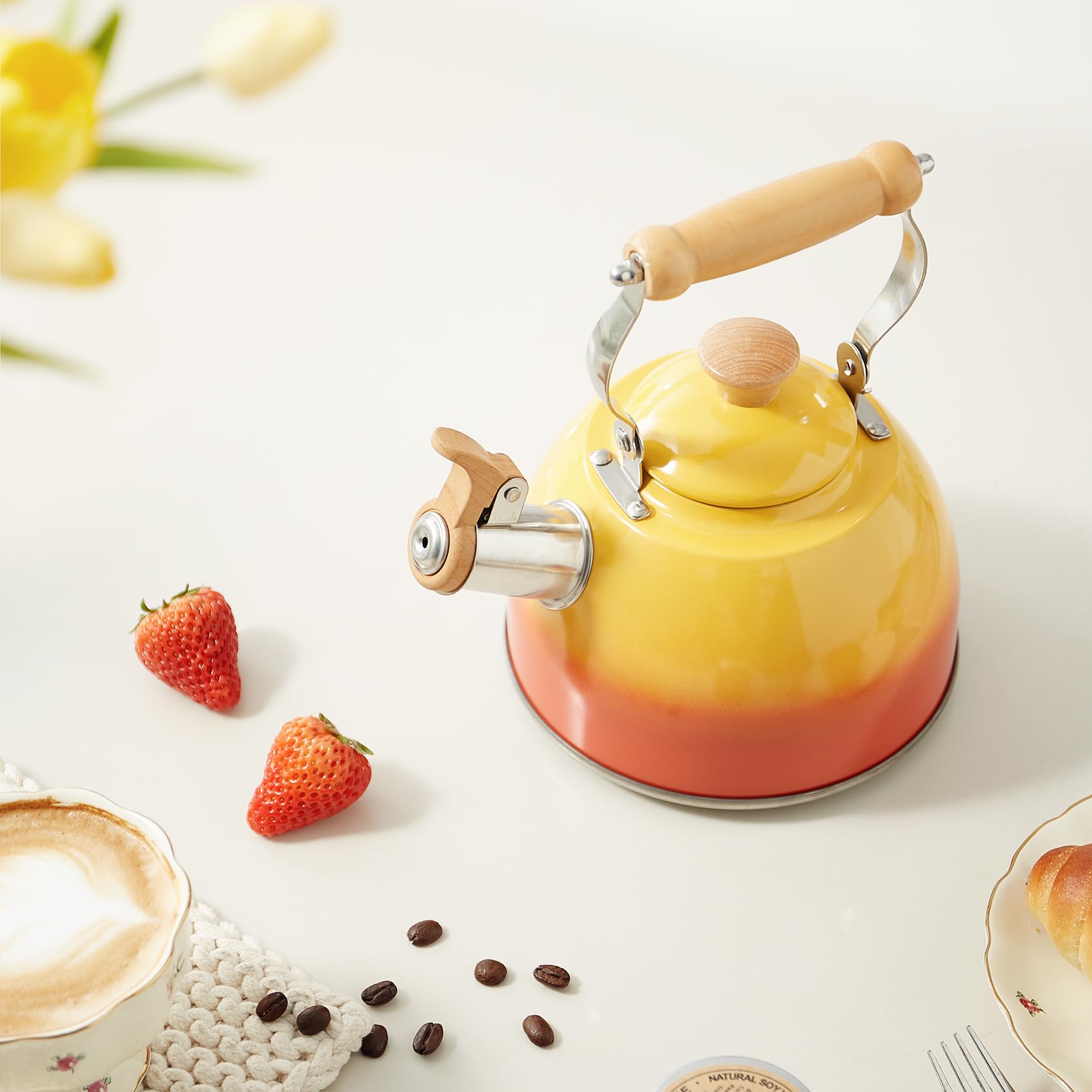 ROCKURWOK Tea Kettle one-point-six-qt shows compact, efficient stovetop brewing.