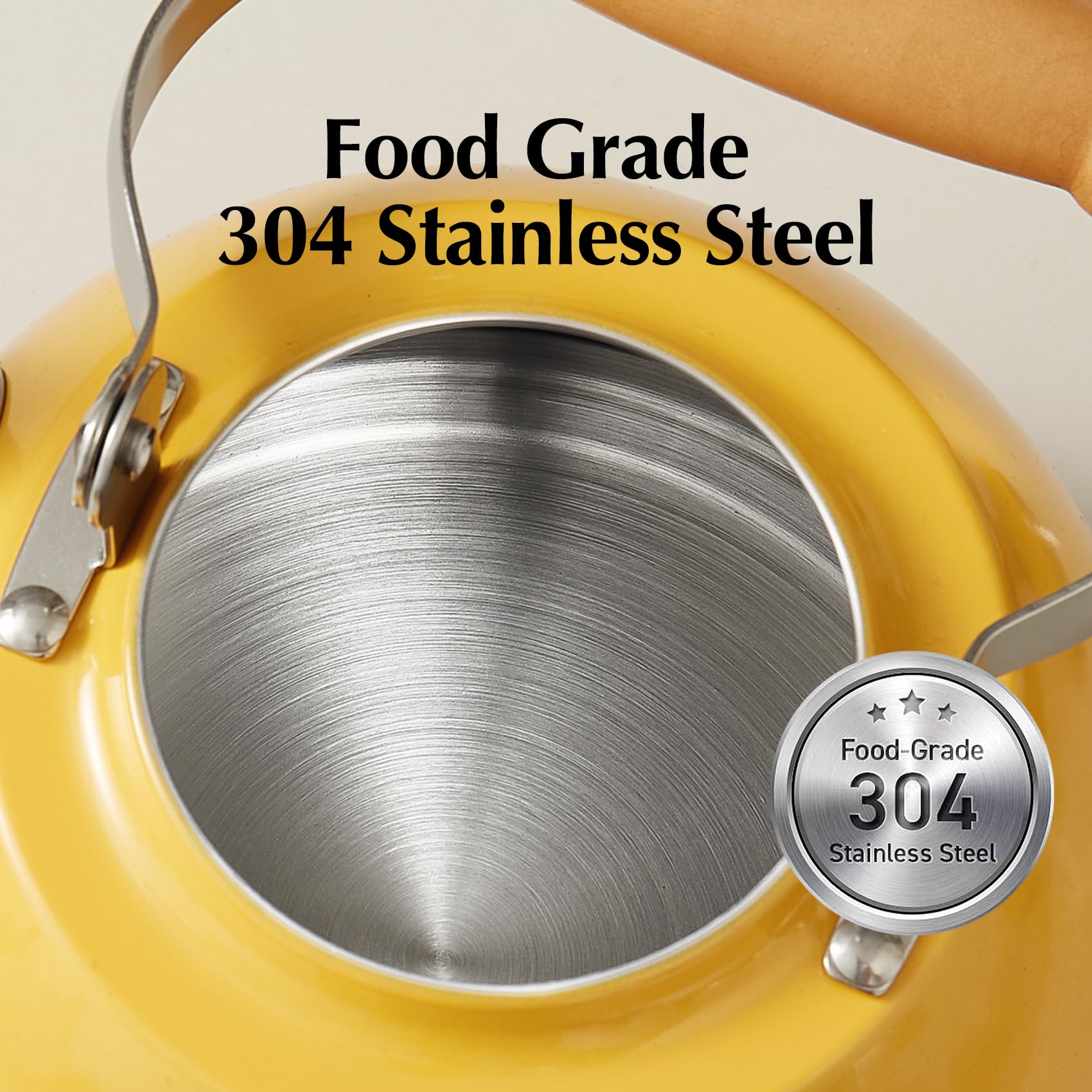 ROCKURWOK Tea Kettle orange universal base fits any cooktop type.