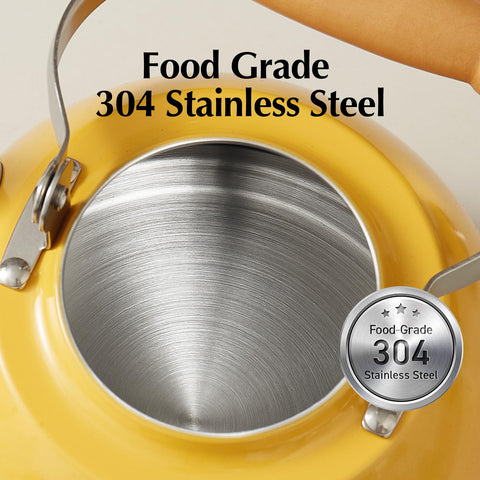 ROCKURWOK Tea Kettle orange universal base fits any cooktop type.