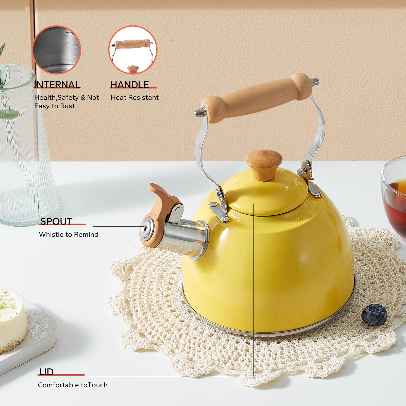 ROCKURWOK yellow kettle adds color to kitchen stove top