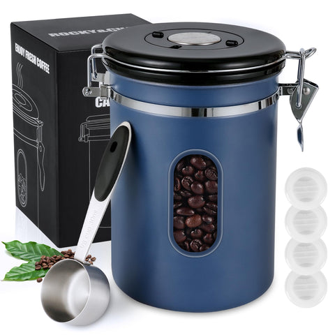 ROCKY&CHAO coffee canister window view for quick bean tracking and freshness