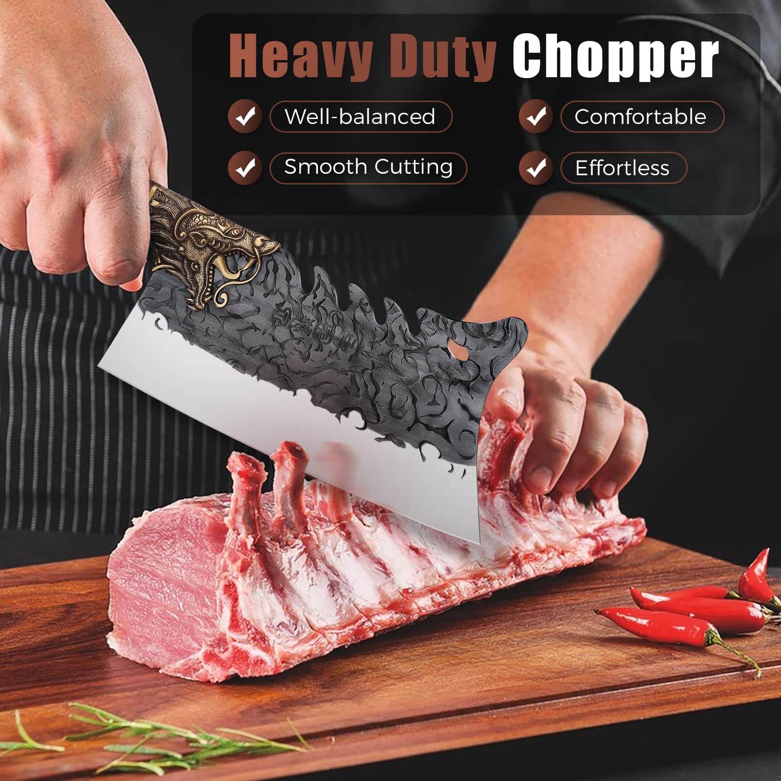 ROCOCO cleaver edge close-up highlighting razor-like sharpness for precise cuts