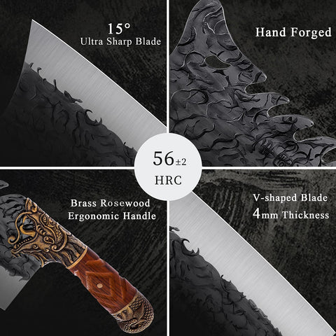 ROCOCO cleaver versatile for kitchen and outdoor cooking setups