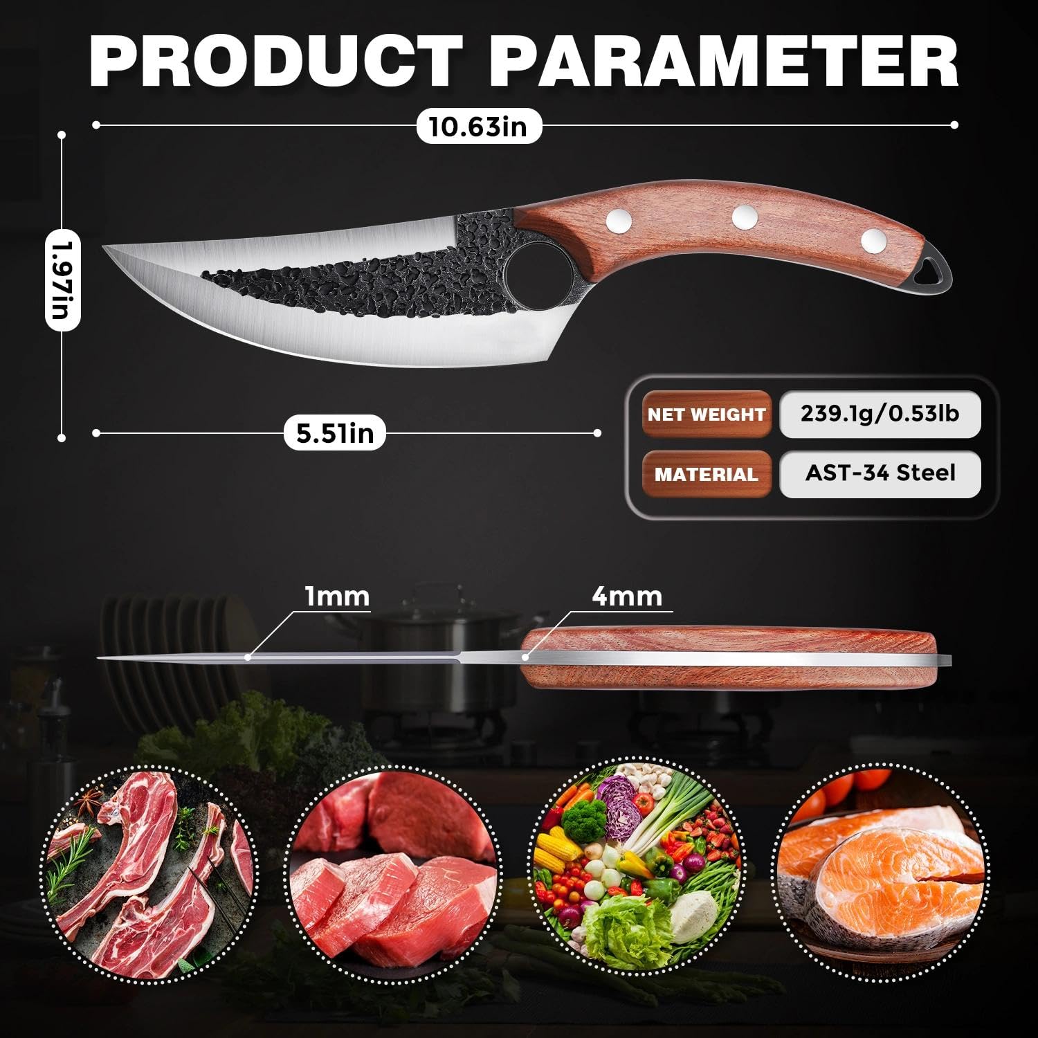 ROCOCO hand hammered blade texture adds premium kitchen aesthetics.