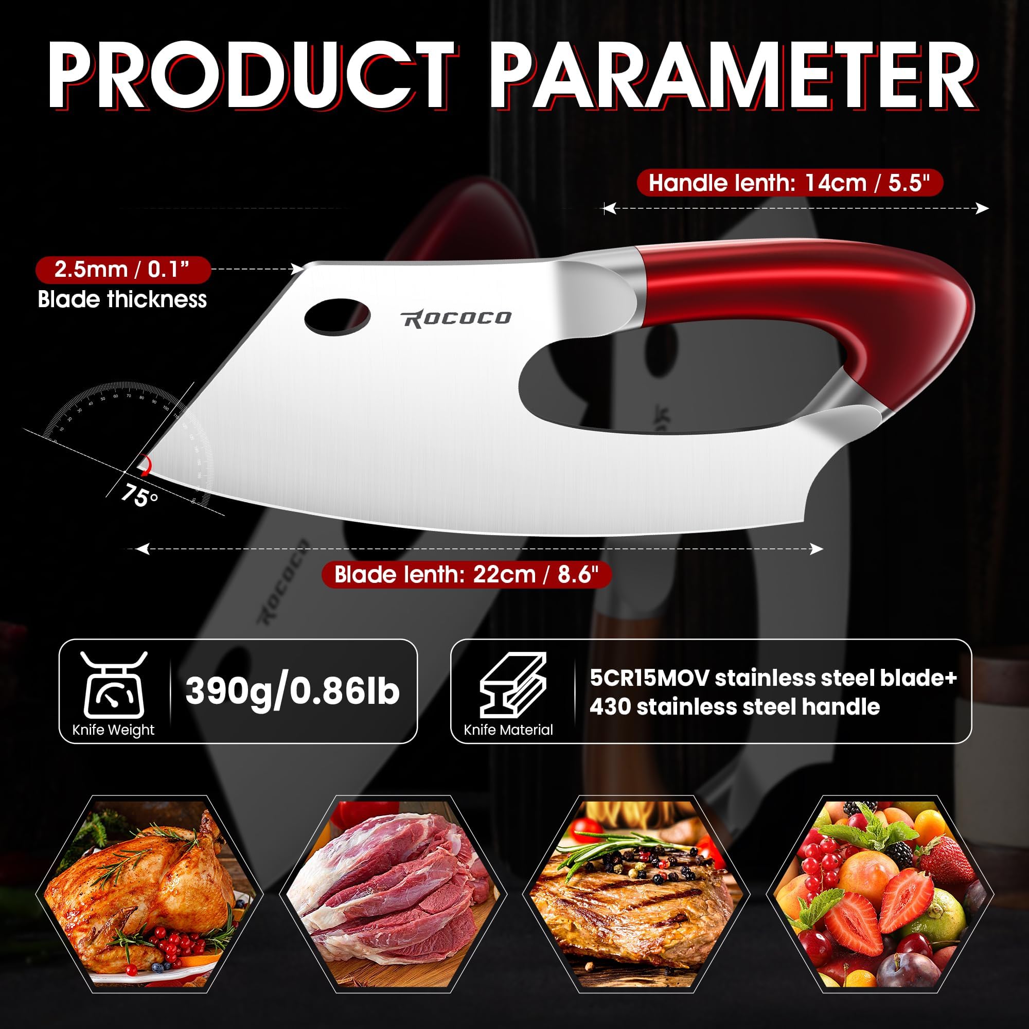ROCOCO cleaver presents a stylish kitchen display and practical performance.