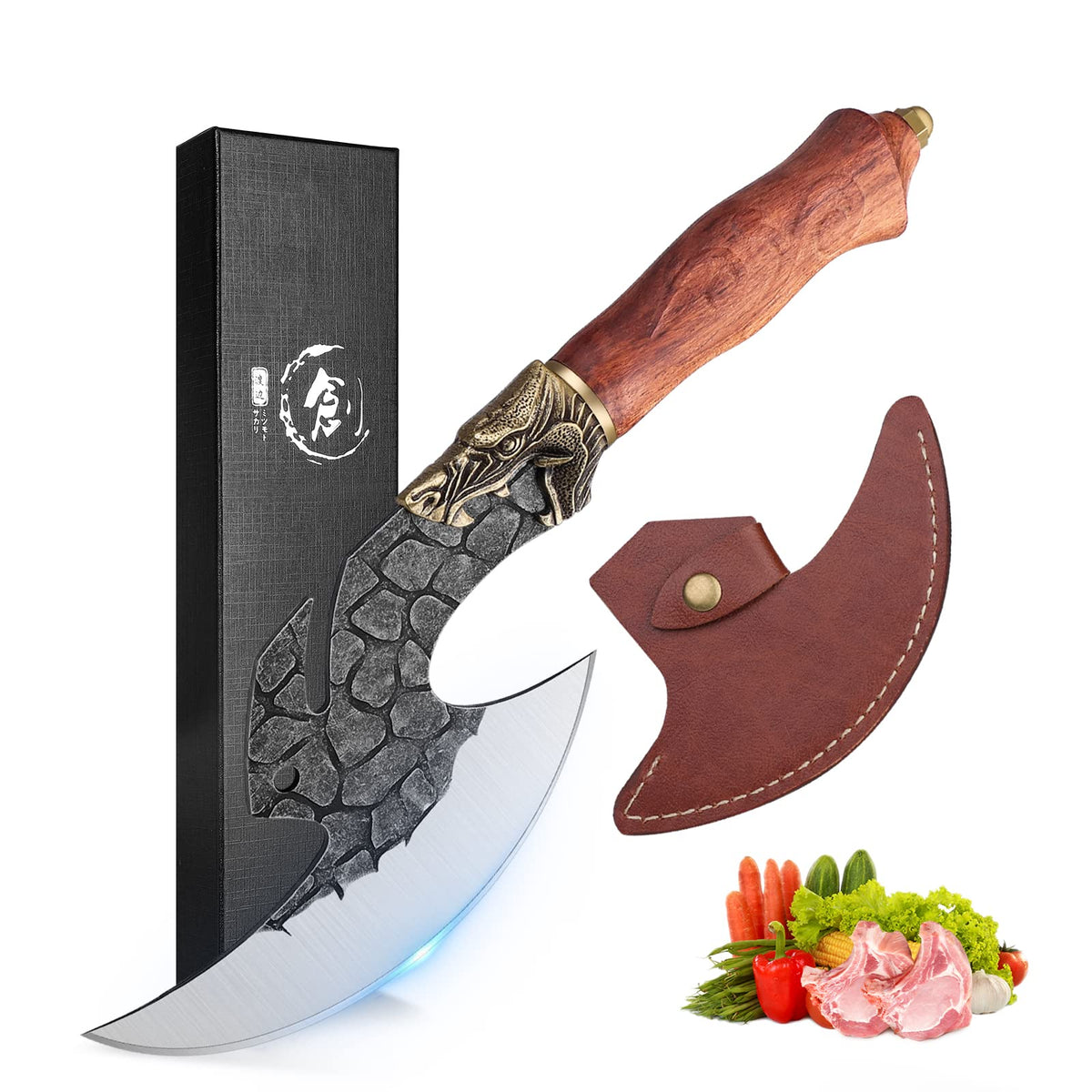 ROCOCO Viking Cleaver blade with sharp edge for precise meat and vegetable slicing