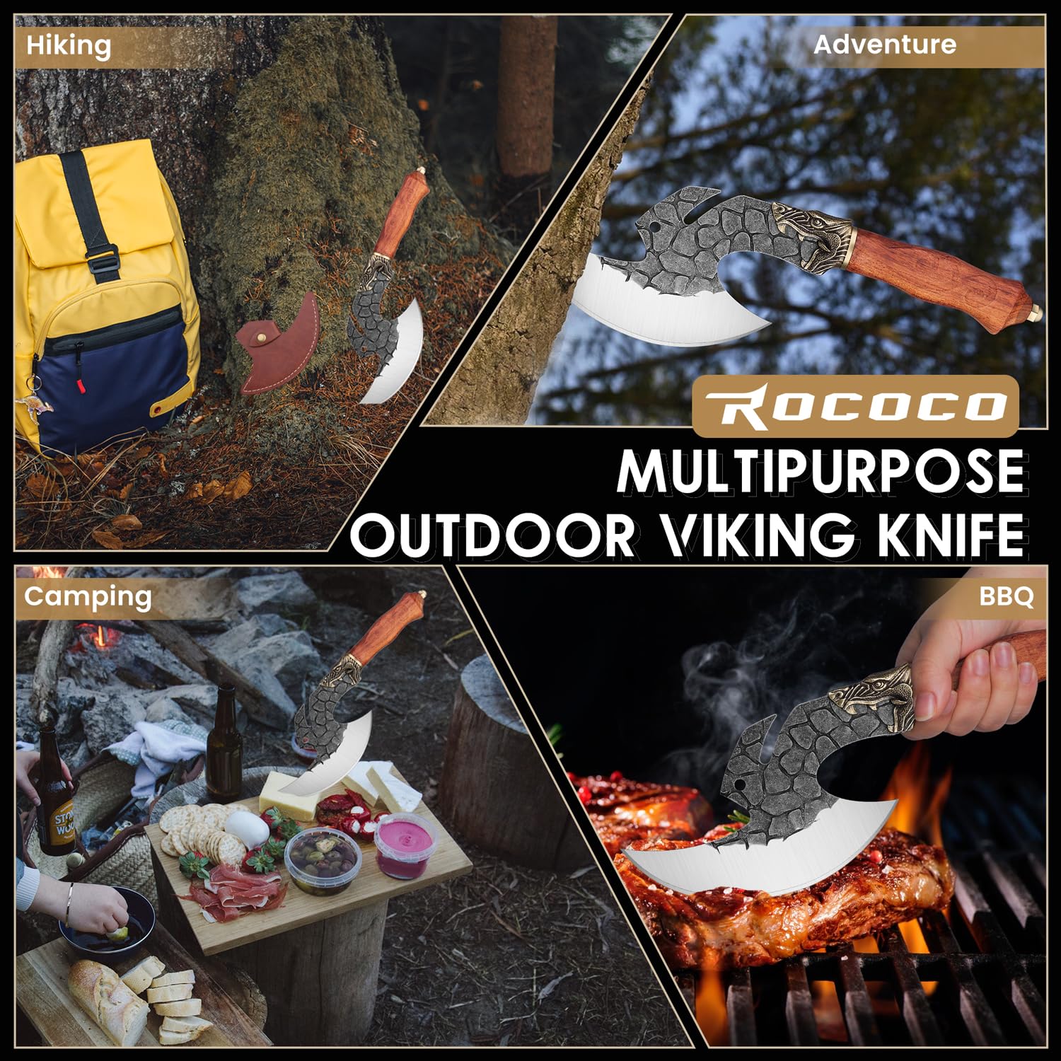 ROCOCO Viking Cleaver meat-cutting versatility for chopping, mincing, and dicing