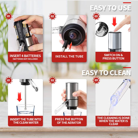 Rocyis retractable tube adjusts to bottle height for precise pouring.