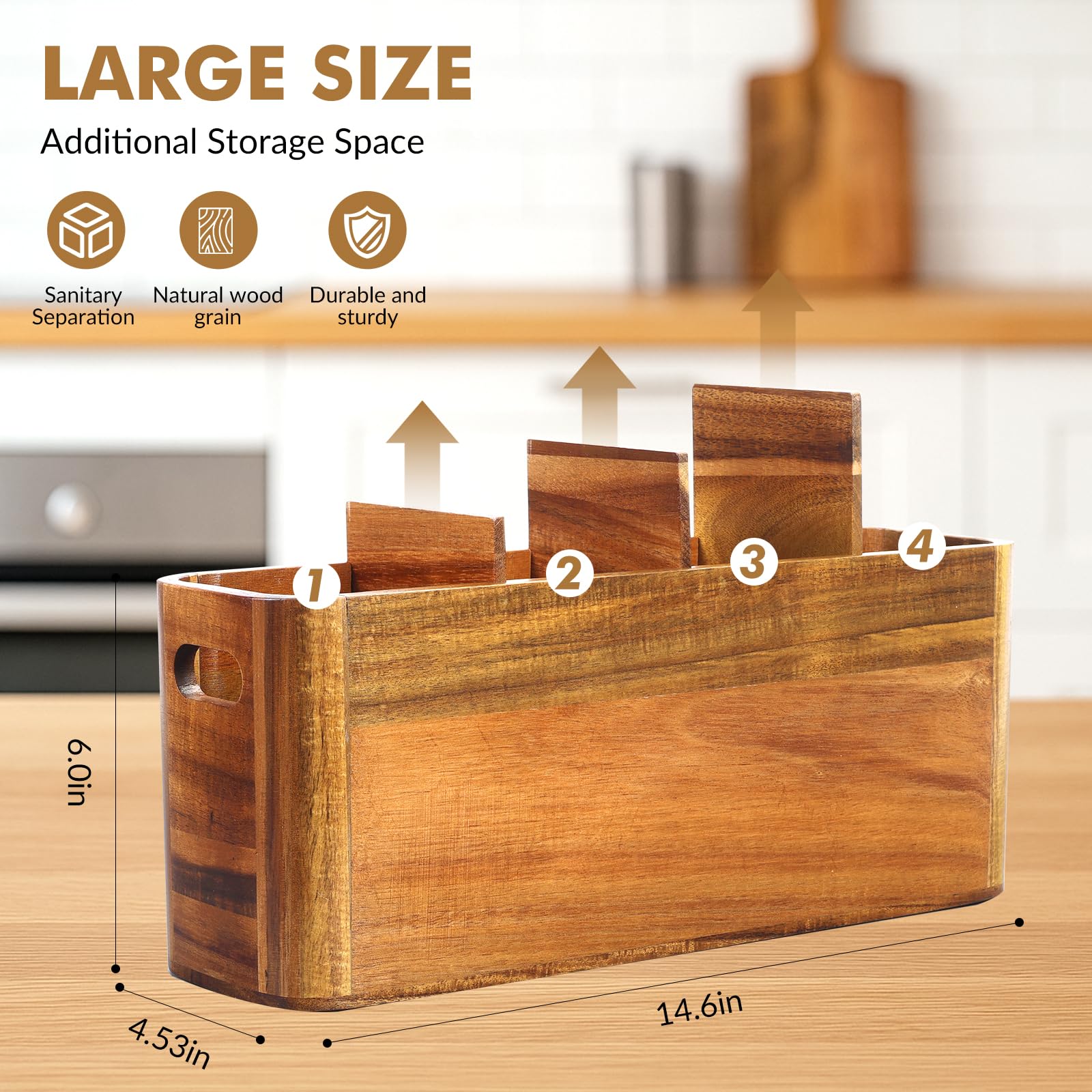 Rodelna large countertop organizer with drainage holes dries utensils.
