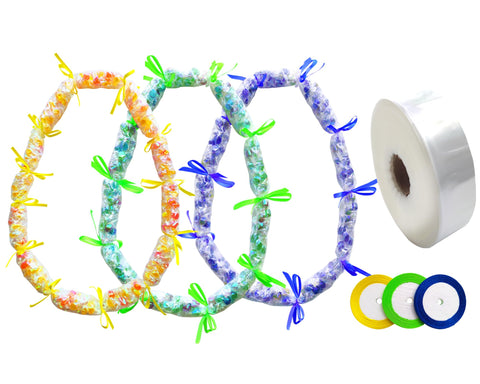 Rodudu candy lei kit packaging shows sturdy tubing for secure treats.