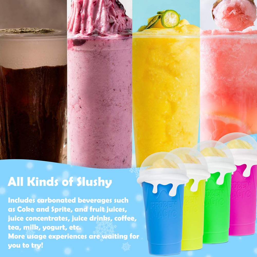 ROEDEER slushie cup squeeze-action showing hands-on flavor transformation