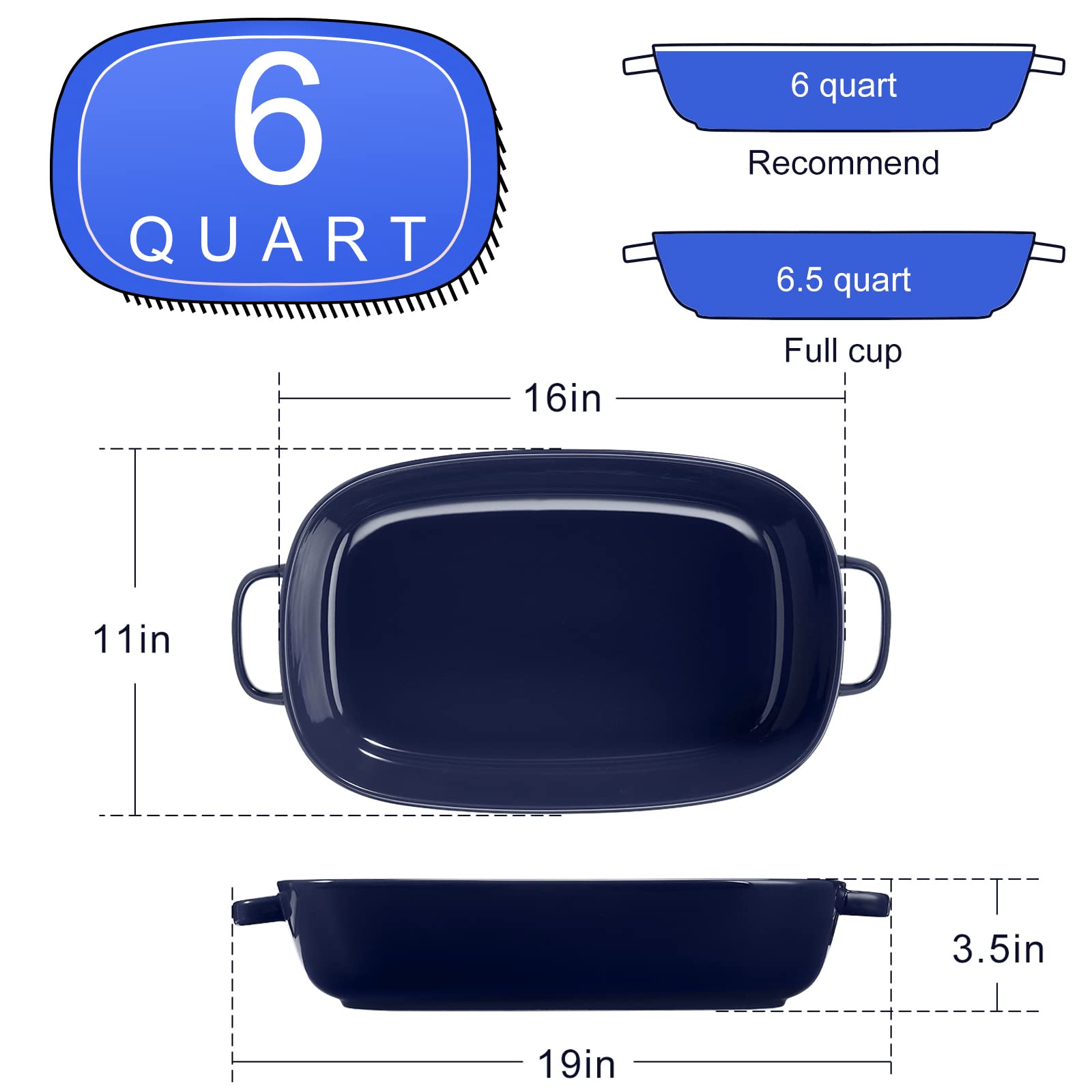 Roeveca blue bakeware safe for oven and microwave use.