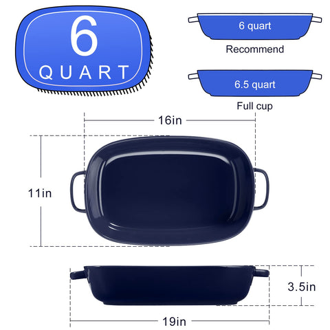 Roeveca blue bakeware safe for oven and microwave use.