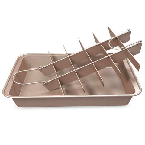 ROFROX brownie pan divider grid for even slices and easy portioning.