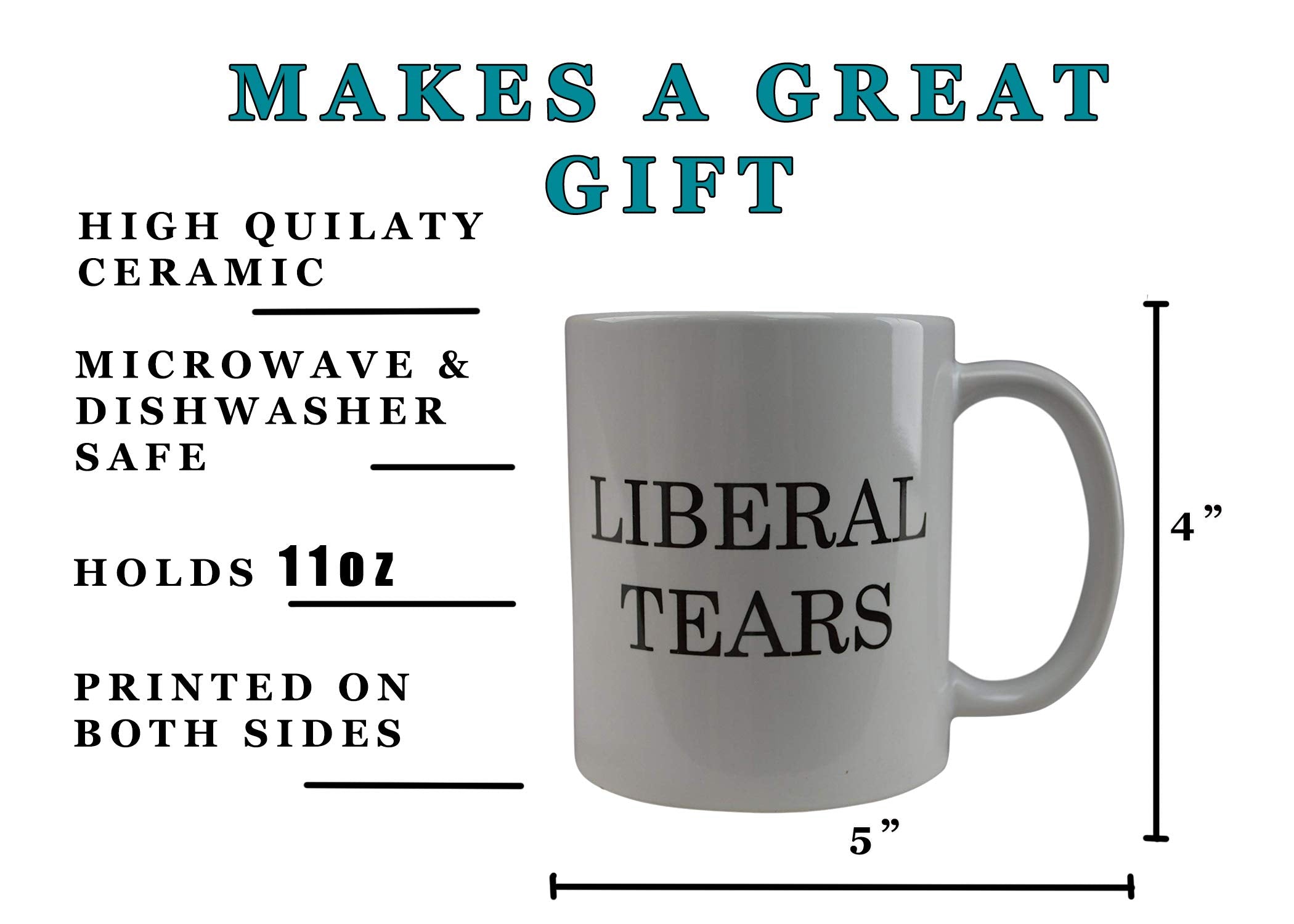 Rogue River Tactical Liberal Tears mug close-up shows crisp print on white ceramic