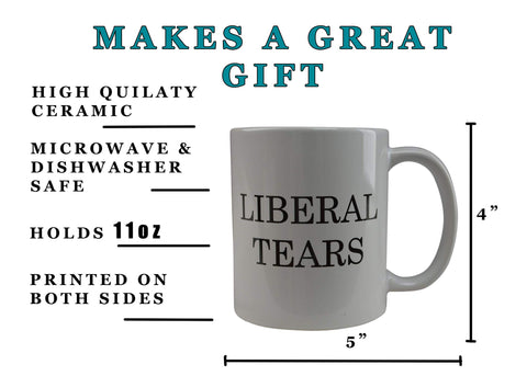 Rogue River Tactical Liberal Tears mug close-up shows crisp print on white ceramic